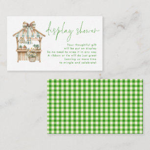 Green Gingham Farmers Market Display Baby Shower Enclosure Card