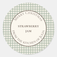 Green gingham food labels for homemade gifts