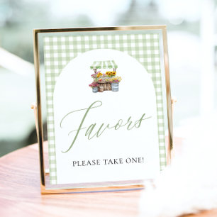 Green Gingham Fresh Off The Market Favours Sign