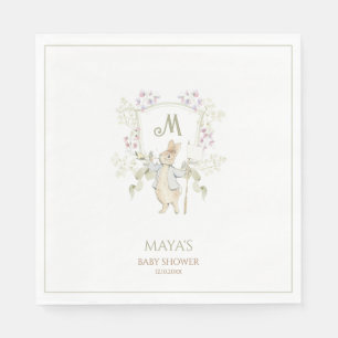 Green Gingham Gender Peter the Rabbit Baby Shower Napkin