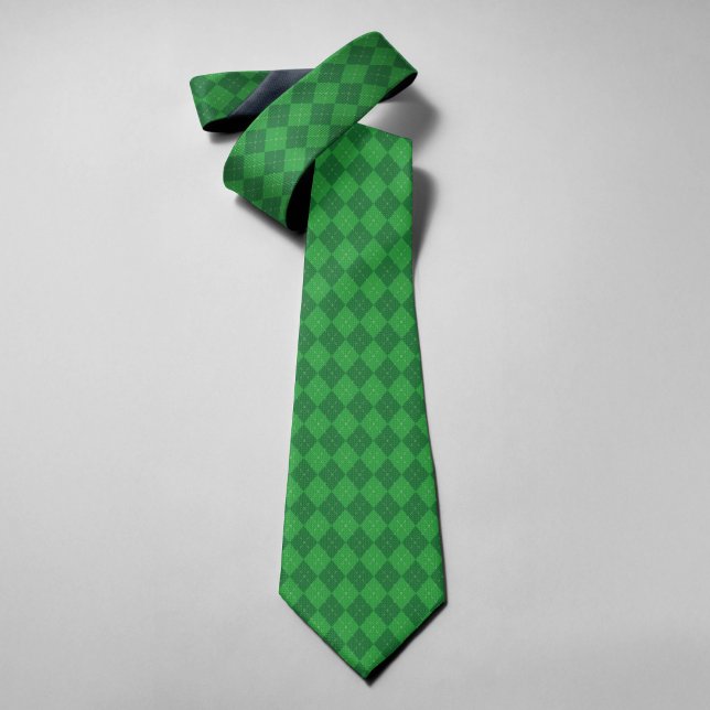 Green Gingham Geometric Happy Patrick's Day  Tie (Creator Uploaded)
