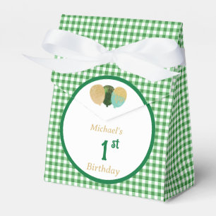Green Gingham Glitter Balloons Custom 3 Photos  Favour Box