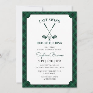 Green Gingham Golf Bridal Shower Invitation