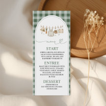 Green Gingham Locally Grown 4x9 Menu Card
