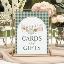 Green Gingham Locally Grown Cards & Gifts Sign