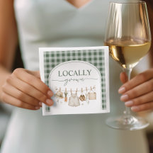 Green Gingham Locally Grown Party Napkins