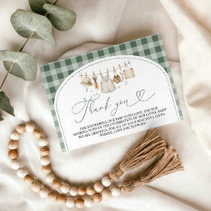 Green Gingham Locally Grown Thank You Card