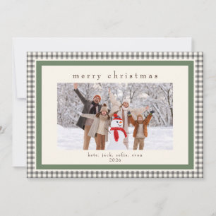 Green Gingham Message Back Holiday 2 Photo Card