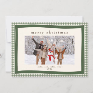 Green Gingham Message Back Holiday 2 Photo Card