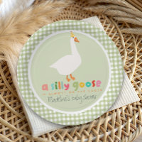 Green Gingham Neutral Silly Goose Baby Shower