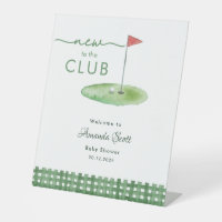 Green Gingham New to Club Golf Baby Shower Welcome