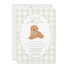 Green Gingham One Golden Year First Birthday Puppy