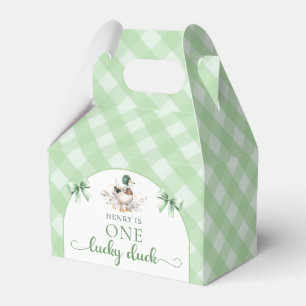 Green Gingham One Lucky Duck Birthday Favour Box