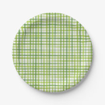 Green Gingham Paper Plate | Gingham Summer Party