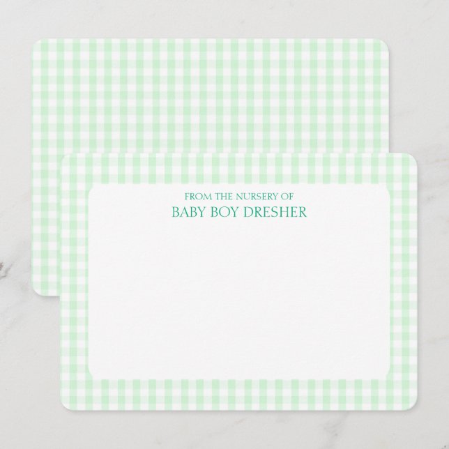 Green Gingham Personalised  Card (Front/Back)