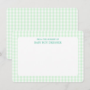Green Gingham Personalised  Card
