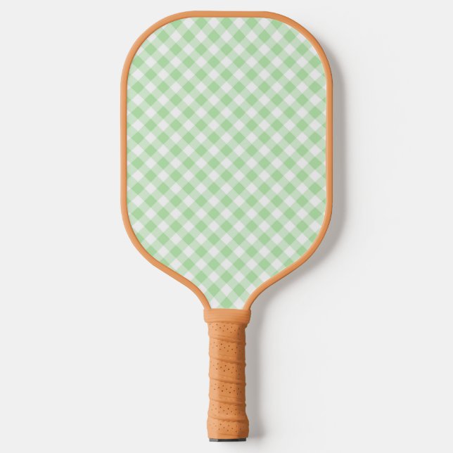 Green gingham Pickleball Paddle-The Preppy Piece Paddle (Front)