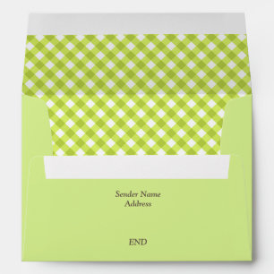 Green Gingham Plaid Lined Envelope
