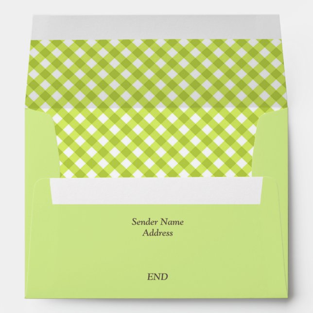 Green Gingham Plaid Lined Envelope (Back (Bottom))