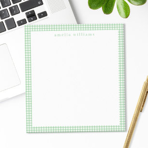 Green Gingham Plaid Notepad