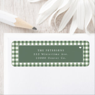 Green gingham plaid personalised return address label