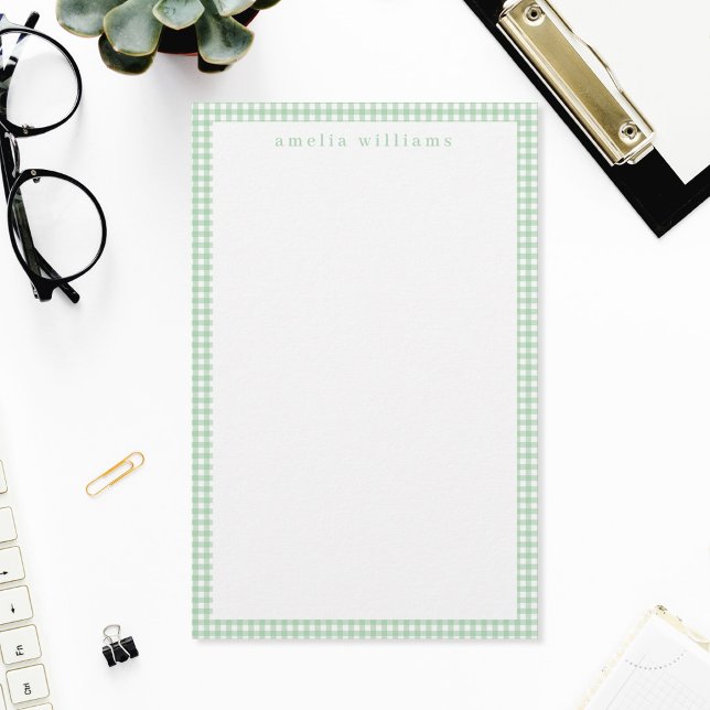 Green Gingham Plaid Stationery (Creator Uploaded)