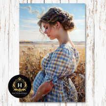 Green Gingham Prairie Girl Countryside Découpage