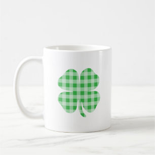 Green Gingham Shamrock Coffee Mug