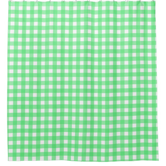 Green gingham shower curtain (Front)