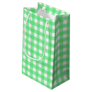 Green gingham small gift bag