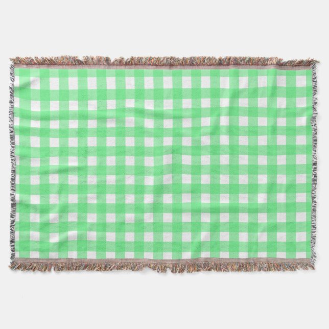 Green gingham throw blanket (Front)