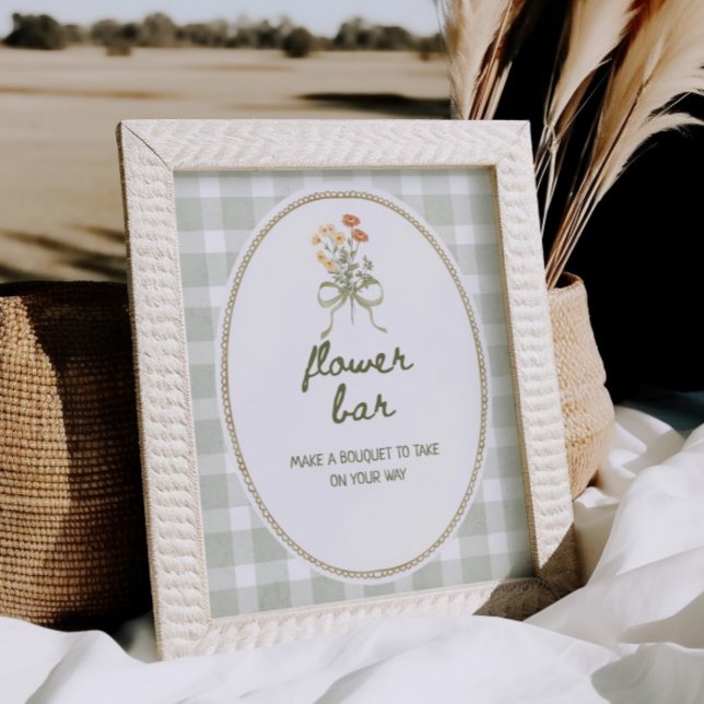 Green Gingham Wildflower Bouquet Flower Bar Poster (Creator Uploaded)