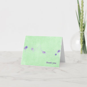 green gingham with flowers thank you card