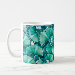 Green ginkgo biloba illustration pattern coffee mug