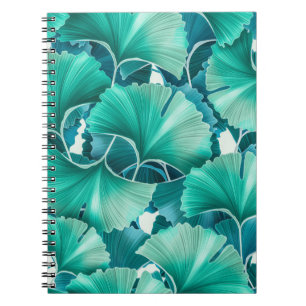 Green ginkgo biloba illustration pattern notebook
