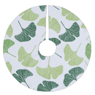Green Ginkgo Biloba Seamless Pattern Brushed Polyester Tree Skirt