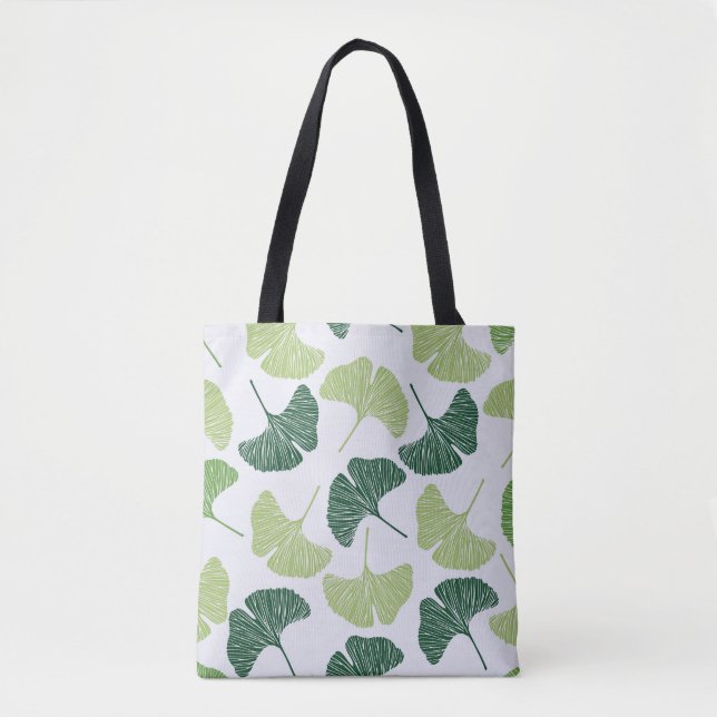 Green Ginkgo Biloba Seamless Pattern Tote Bag (Front)