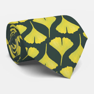 Green Ginkgo Leaf Pattern Tie