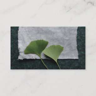 green ginkgo leaves business card