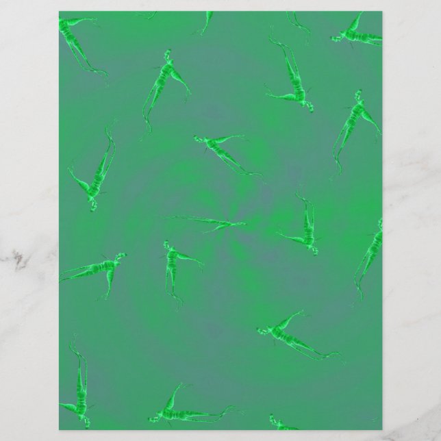 Green Ginseng Man Bulk Scrapbook Paper Pages (Front)