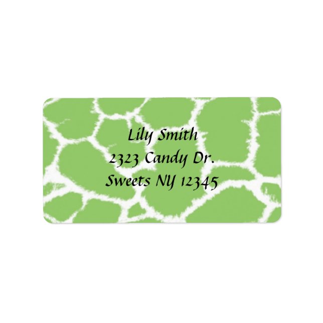 Green Giraffe Fur Pattern Address Label (Front)