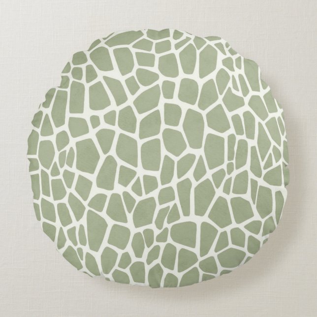 Green Giraffe Print Round Cushion (Front)