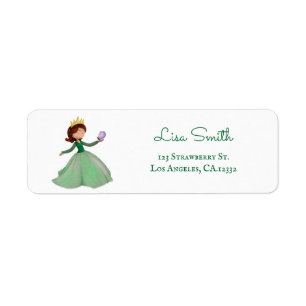 Green Girl Crown Return Address Label