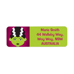 Green girl monster return address label