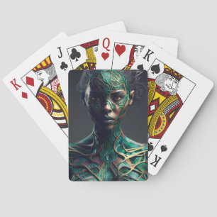 Green Girl Play Cards