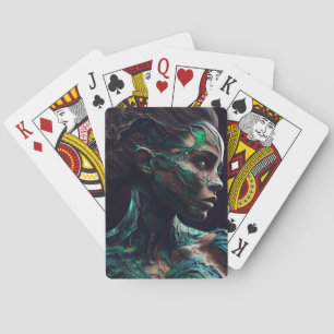Green Girl Play Cards