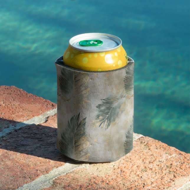 Green Glam Chic Gold Tropical Leaves  Can Cooler (In Situ Pool)