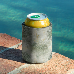 Green Glam Gold Tropical Leaves Can Cooler