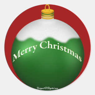 Green Glass Globe Christmas Ornament Classic Round Sticker