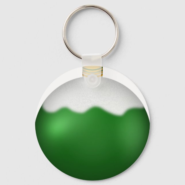 Green Glass Globe Christmas Ornament Key Ring (Front)